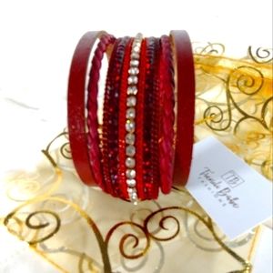 Rhinestone & Leather Magnetic Clasp Bracelet